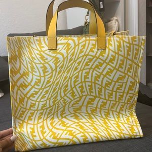 Fendi Vertigo Print Glazed Canvas Tote